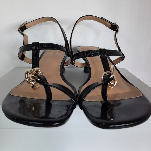 Cato C Comfort Slingback Sandals Black Gold Chain Accents Women's Size 10 - Picture 2 of 14